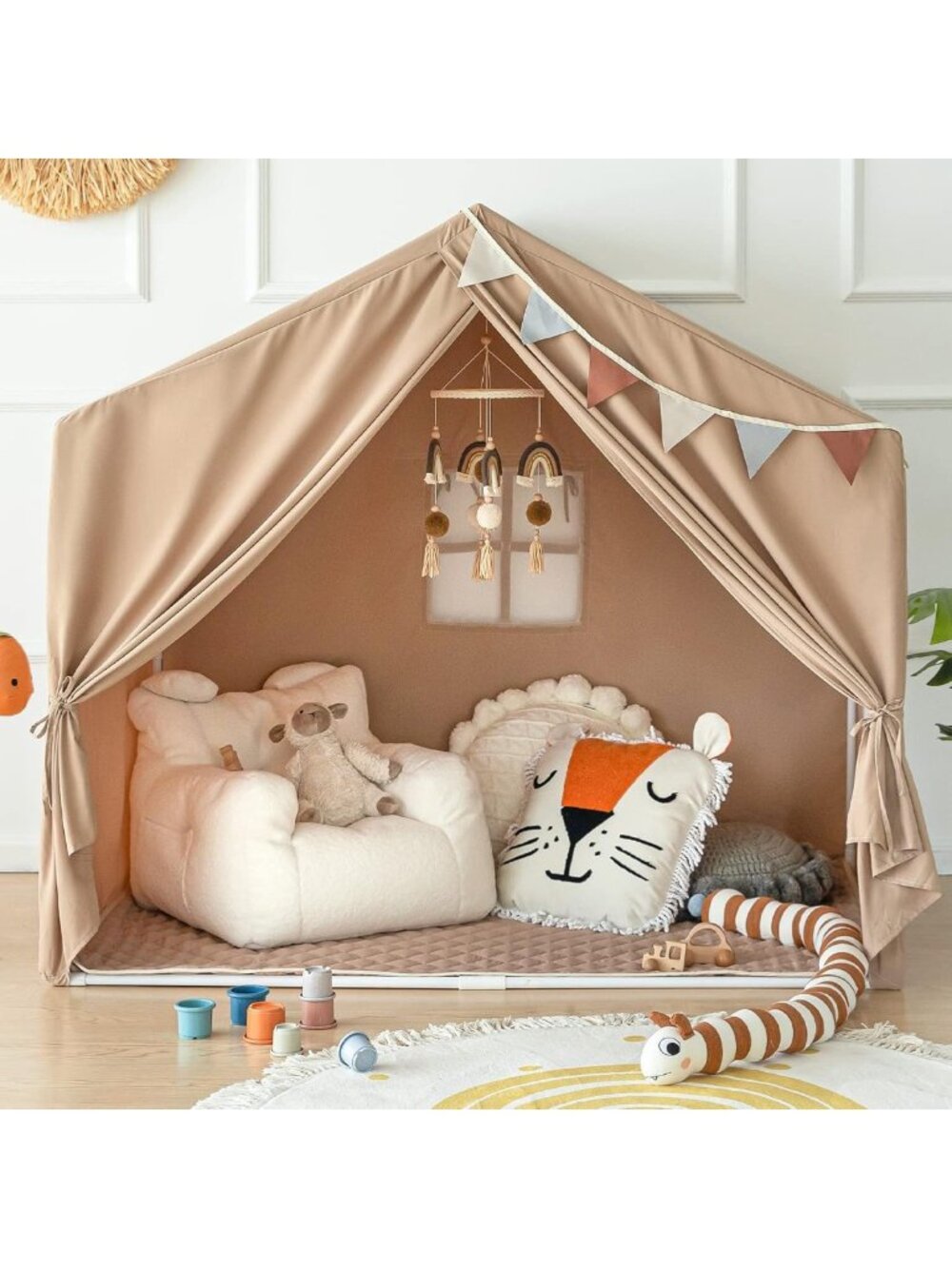 Cozy Indoor Play Tent for Kids Ages 3-8 with Soft Mat - Fun Playhouse Experience